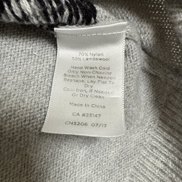 Talbots Womens Sweater Gray Lambswool Blend Fair Isle Nordic Striped Large - Picture 5 of 8